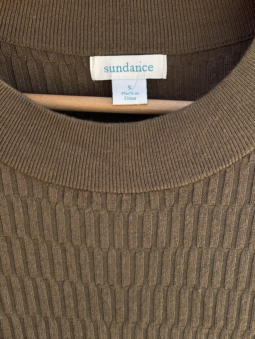 Sundance Natures Hue Dress Green Textured Long Sleeves Ruffle Size S